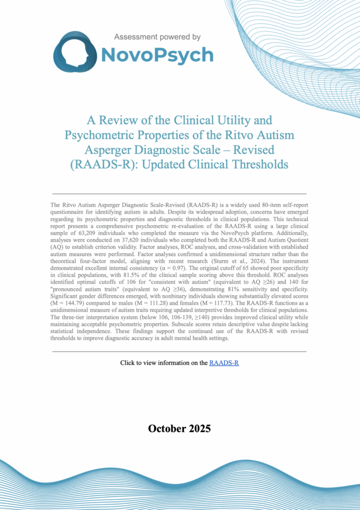 RAADS-R Test - Ritvo Autism Asperger Diagnostic Scale Revised