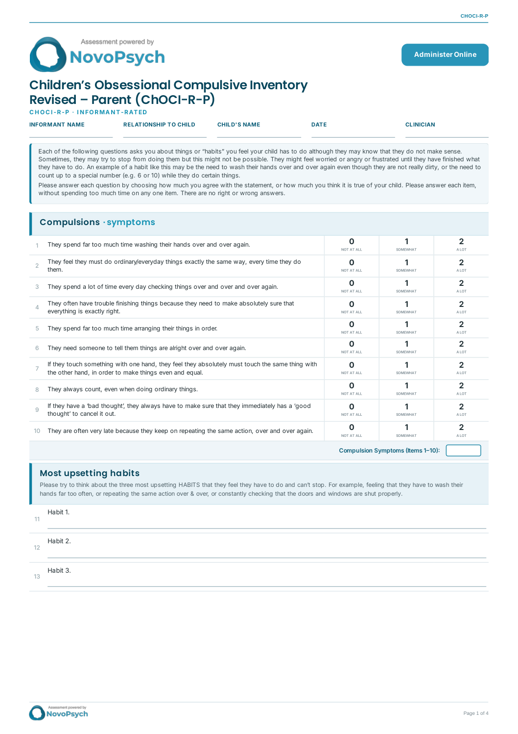 Inventario de Trastorno Obsesivo-Compulsivo (revisado) para padres (ChOCI-R-P) PDF