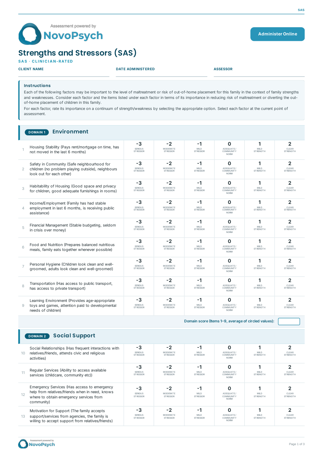 Cuestionario «Fortalezas y factores de estrés» (SAS) en PDF