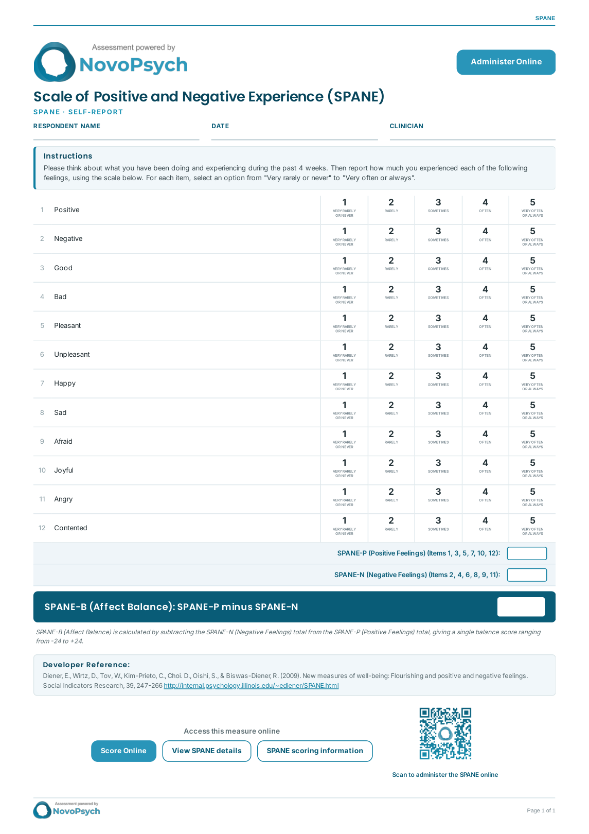 Escala de Experiencias Positivas y Negativas (SPANE) PDF