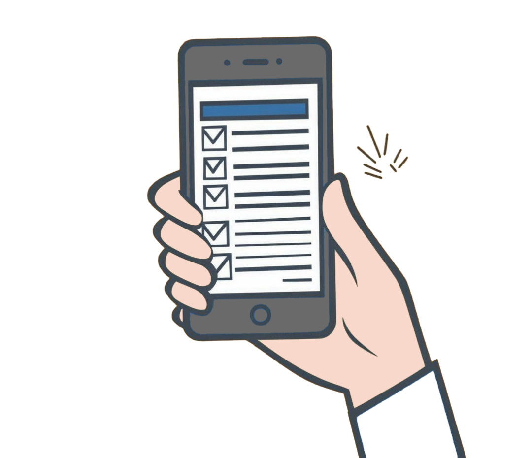 Illustration of a person completing a checklist on a phone